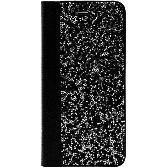 Coque Clapet Bling Strass pour Apple iPhone 6 Plus/6s Plus/ 7 Plus/8 Plus, Minuit Noir