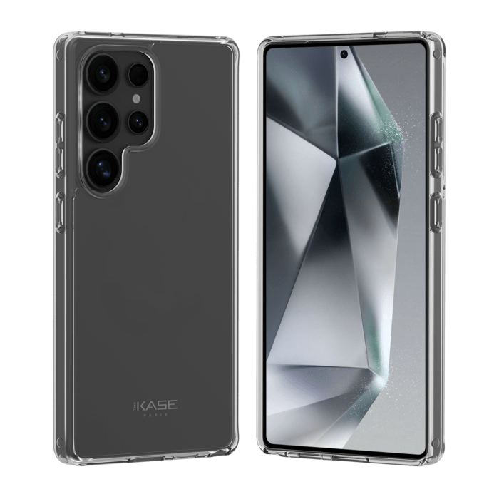 Coque hybride invisible fabriqu&eacute; avec 83% de plastique recycl&eacute; pour Samsung Galaxy S25 Ultra 5G, Transparente
