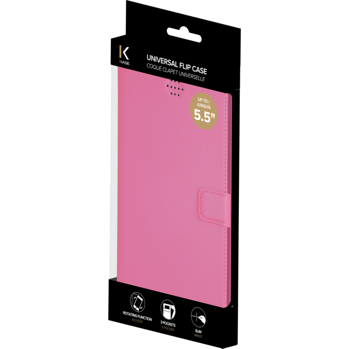 Coque clapet Universelle pour Smartphone (jusqu &agrave; 5.5 pouce), Rose Fandango