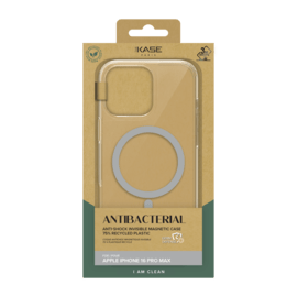 Coque antibact&eacute;rienne antichoc magn&eacute;tique invisible Fabriqu&eacute; Avec du 75% Plastique Recycl&eacute; pour Apple iPhone 16 Pro Max, Transparente