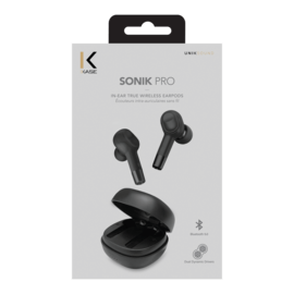 &Eacute;couteurs sans fil Sonik Pro intra-auriculaires avec bo&icirc;tier de chargement, Noir onyx