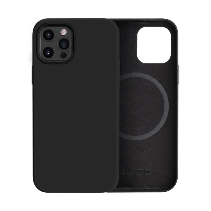 Coque antichoc magn&eacute;tique en gel de silicone doux pour Apple iPhone 12 Pro Max, Noir satin