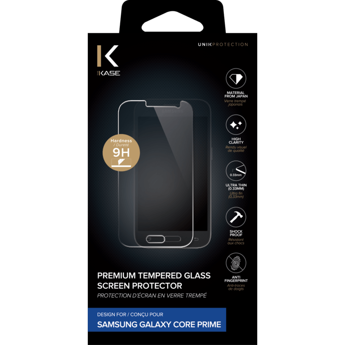 Protection d'&eacute;cran premium en verre tremp&eacute; pour Samsung Galaxy Core Prime G360, Transparent