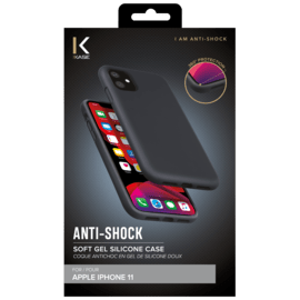 Anti-Shock Soft Gel Silicone Case for Apple iPhone 11, Satin Black