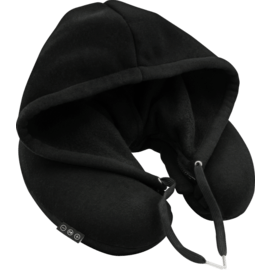 Hoodie Coussin de voyage avec des écouteurs bluetooth intégrés, Noir