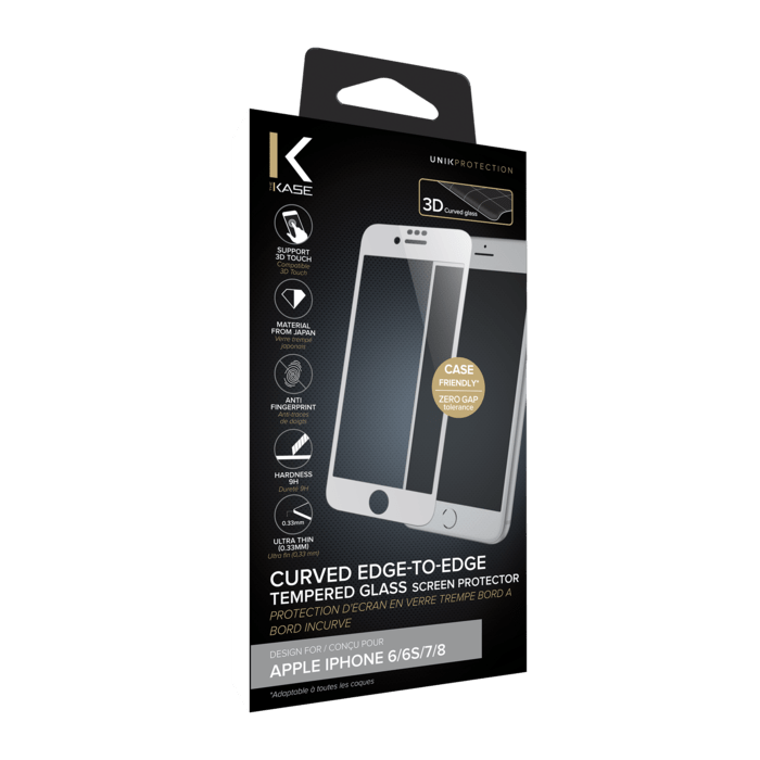 Curved Edge-to-Edge Tempered Glass Screen Protector for Apple iPhone 6/6s/7/8, White