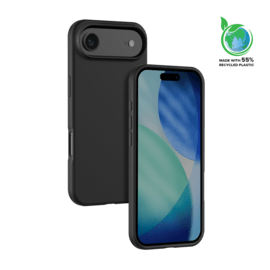 Coque antichoc en gel de silicone doux pour 55% de plastique recyclé Apple iPhone Air, Noir satin