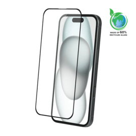 Protection d&rsquo;&eacute;cran antibact&eacute;rienne en verre tremp&eacute; ultra-r&eacute;sistant &agrave; bords incurv&eacute;s (60% verre tremp&eacute; recycl&eacute;) pour Apple iPhone 16 Plus, Noir