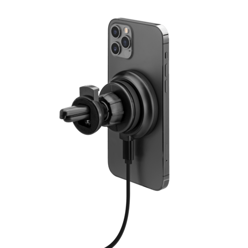 Case Chargeur de voiture sans fil d&eacute;tachable 2-en-1 (15W), Noir Carbone
