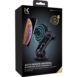 Kit de recharge rapide sans fil universel Qi &agrave; d&eacute;tection automatique, Noir