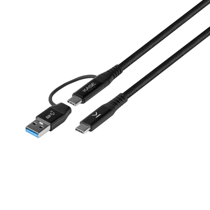 Cavo intrecciato metallico 2-in-1 da USB-A e C a USB-C 3.2 GEN 2 (1M)