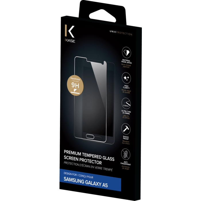 Protection d'&eacute;cran premium en verre tremp&eacute; pour Samsung Galaxy A5, Transparent