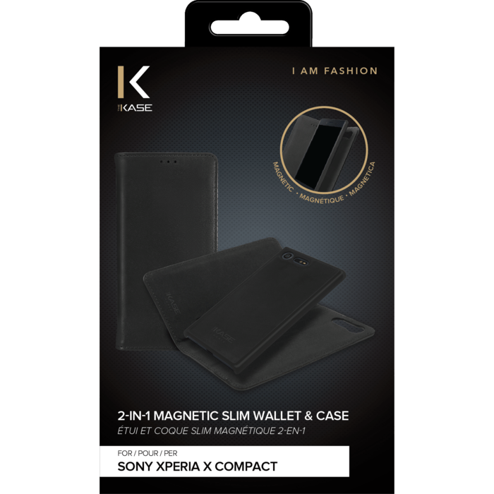 Étui et Coque slim magnétique 2-en-1 pour Sony Xperia X Compact, Noir