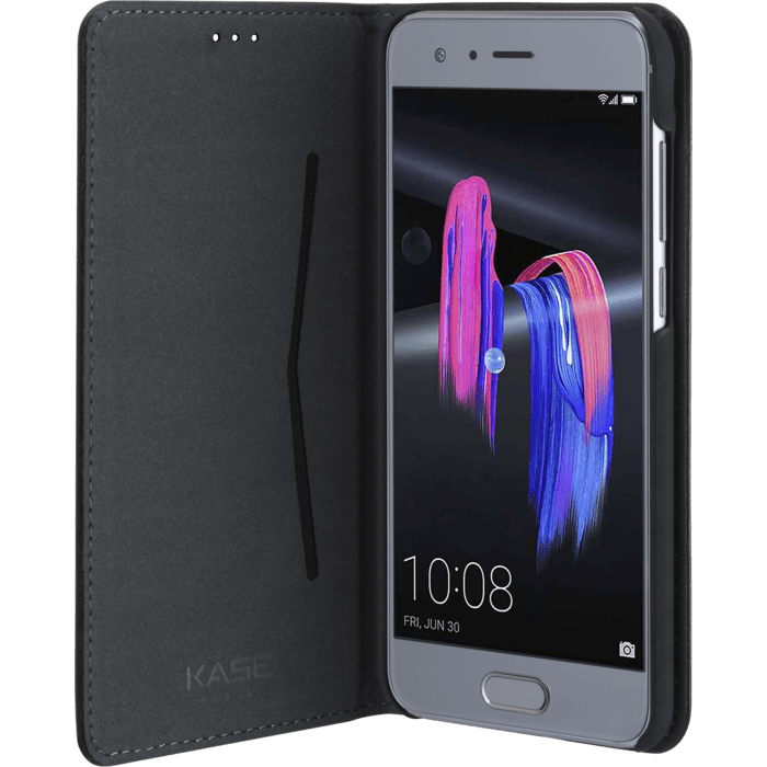 Coque clapet folio avec fente pour cartes & support pour Huawei Honor 9, Noir