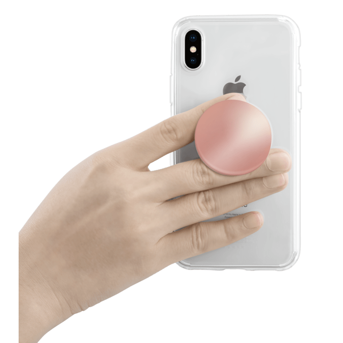 POP-UP poign&eacute;e & support smartphone, Or Rose Chrom&eacute;