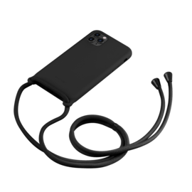 Crossbody Strap Soft Gel Silicone Case for Apple iPhone 11 Pro, Satin Black
