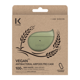 Coque antibact&eacute;rienne vegan bio 100 % z&eacute;ro d&eacute;chet pour Apple AirPods Pro, Vert olive