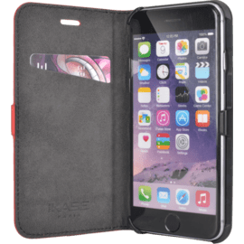 Coque clapet aimant&eacute;e avec pochette CB pour Apple iPhone 6 Plus/6s Plus (5.5 pouces), Cuir v&eacute;ritable, Rouge &agrave; l&egrave;vres
