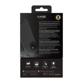 Coque antichoc en gel de silicone doux pour 55% de plastique recyclé Apple iPhone 15, Noir satin