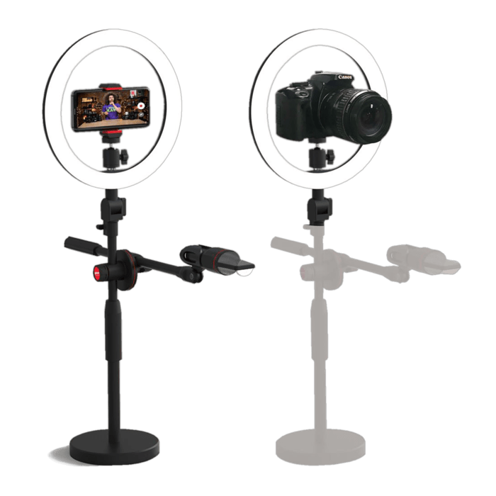 Selfie LED Ring Light & Microphone Desk Stand