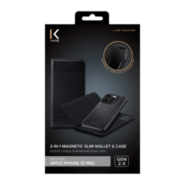 &Eacute;tui et Coque slim magn&eacute;tique 2-en-1 GEN 2.0 pour Apple iPhone 13 Pro, Noir