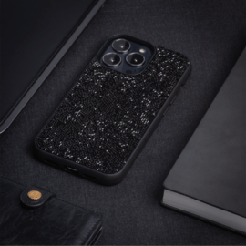 Coque Bling Strass pour Apple iPhone 13 Pro, Minuit Noir