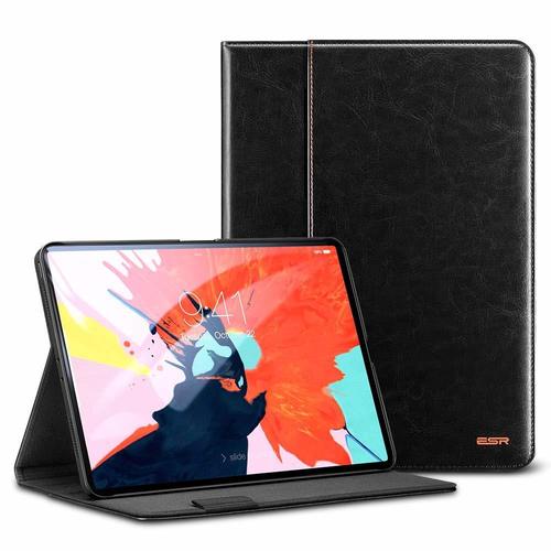 Coque Flip EAZY CASE Pour IPad Pro 11 (2018-2022) - Similicuir Noir Avec Support Et Fonction Réveil
