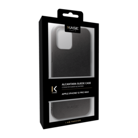 Coque en Su&egrave;de Alcantara pour Apple iPhone 12 Pro Max, Noir Minuit