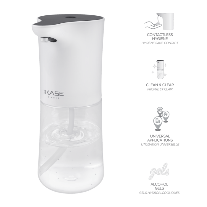 Distributeur automatique de solutions d&eacute;sinfectantes pour les mains (300mL), Blanc