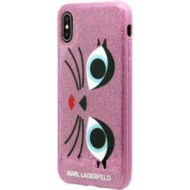 Case Karl Lagerfield K-Paris Glam Choupette Glitter case for Apple iPhone X, Pink