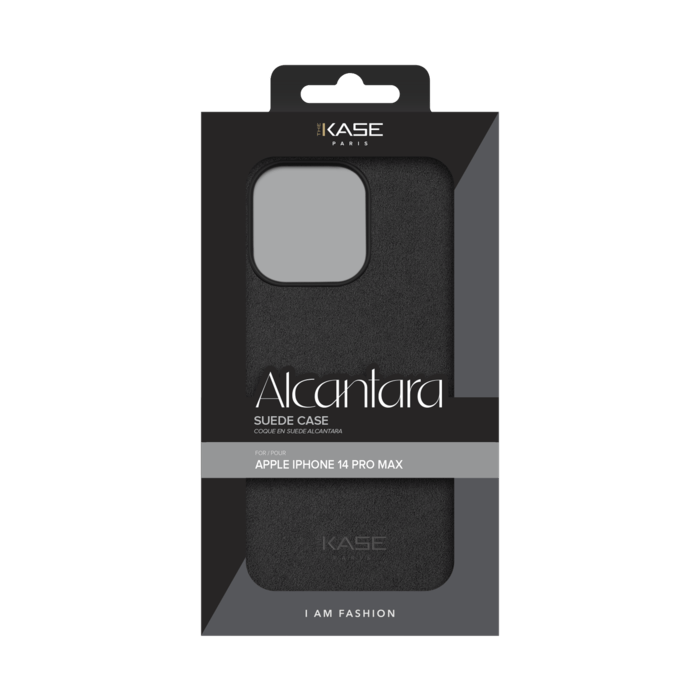 Coque en Su&egrave;de Alcantara pour Apple iPhone 14 Pro Max, Minuit Noir