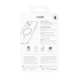 Coque antibact&eacute;rienne antichoc magn&eacute;tique invisible pour Apple iPhone 15, Transparente