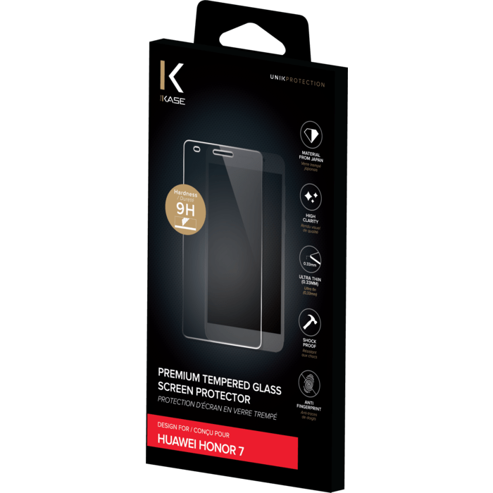 Protection d'&eacute;cran premium en verre tremp&eacute; pour Huawei Honor 7, Transparent