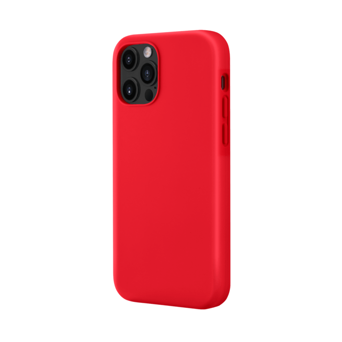 (O) Coque antichoc en gel de silicone doux pour Apple iPhone 12/12 Pro, Rouge Ardent