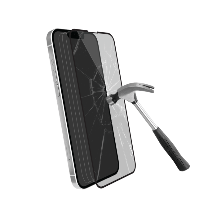 Protection d’écran antibactérienne en verre trempé ultra-résistant (100% de surface couverte) pour Apple iPhone 13 mini, Noir
