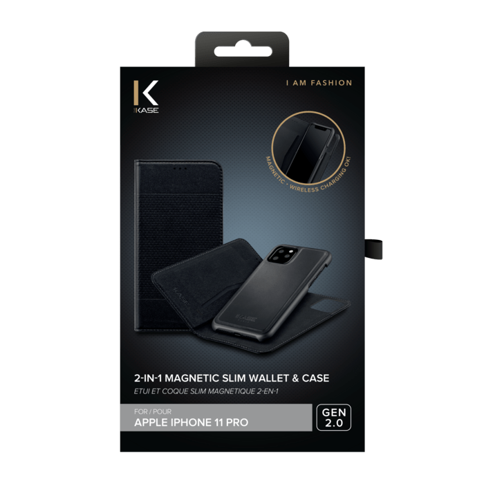 &Eacute;tui et Coque slim magn&eacute;tique 2-en-1 GEN 2.0 pour Apple iPhone 11 Pro, Noir