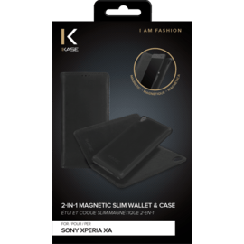 &Eacute;tui et Coque slim magn&eacute;tique 2-en-1 pour Sony Xperia XA, Noir