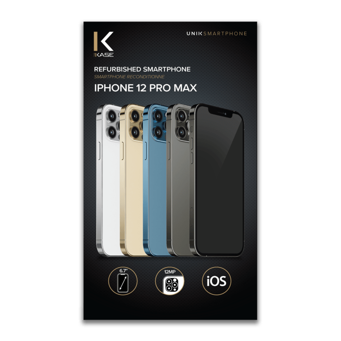 iPhone 12 Pro Max reconditionn&eacute; 256 Go, Bleu pacifique, d&eacute;bloqu&eacute;