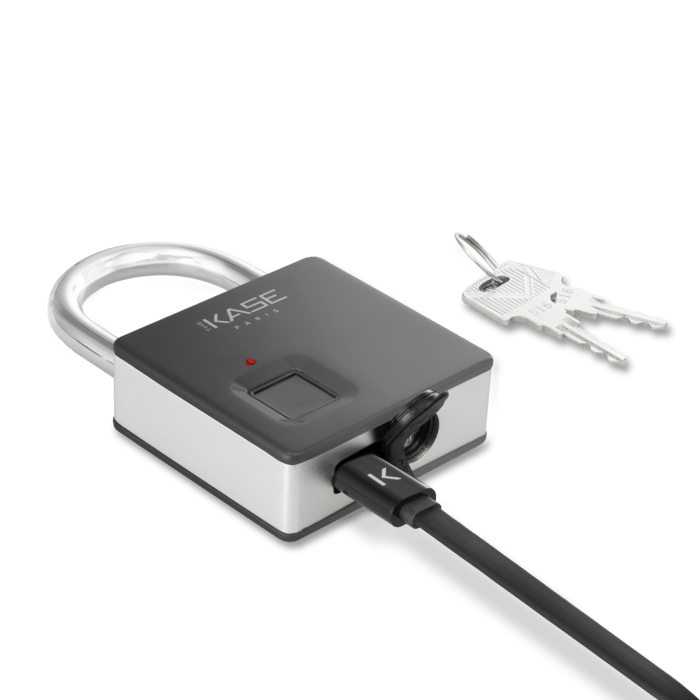 Lucchetto biometrico IP65 impermeabile resistente con chiavi di scorta, nero