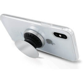 POP-UP poign&eacute;e & support smartphone, Argent Chrom&eacute;