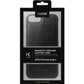 Coque magnétique en cuir véritable pour Apple iPhone 6/6s/7/8/SE 2020, Noir