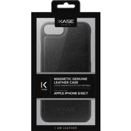 Coque magn&eacute;tique en cuir v&eacute;ritable pour Apple iPhone 6/6s/7/8/SE 2020, Noir
