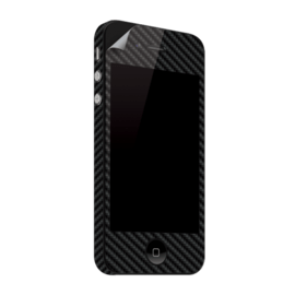 Protection Intégrale Effet Fibre de Carbone pour Apple iPhone 4/4S, Noir