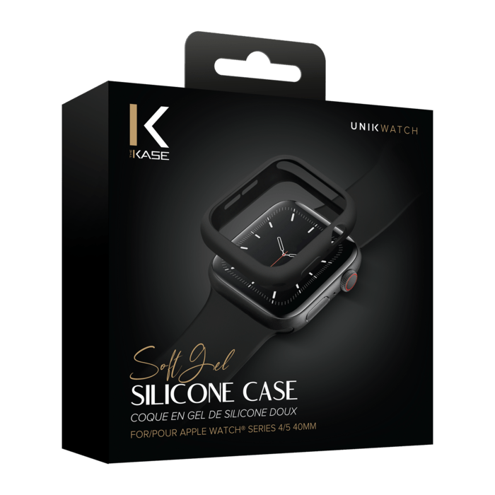 Coque en gel de silicone doux pour Apple Watch Series 4/5 40mm, Noir satin