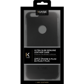 Coque en cuir véritable ultra slim pour Apple iPhone 6 Plus/6s Plus/7 Plus, Noir Satin