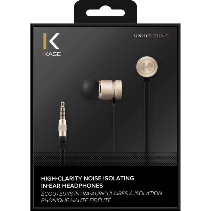 &Eacute;couteurs intra-auriculaires &agrave; isolation&nbsp;phonique&nbsp;haute fid&eacute;lit&eacute;, Or champagne