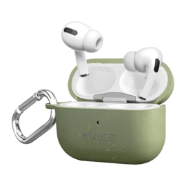 Coque antibact&eacute;rienne vegan bio 100 % z&eacute;ro d&eacute;chet pour Apple AirPods Pro, Vert olive