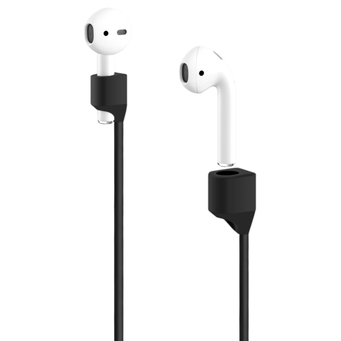 Magnetic Auto-Clip Soft Gel Silicone Apple AirPods/ AirPods Pro Strap,  Satin Black | The Kase