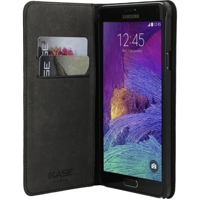 Coque clapet avec pochettes CB & stand pour Samsung Galaxy Note 4, Noir