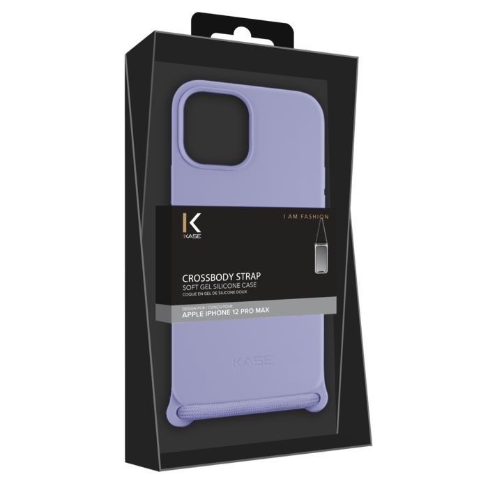 Coque en gel de silicone doux en bandoulière pour Apple iPhone 12/12 Pro, Violet